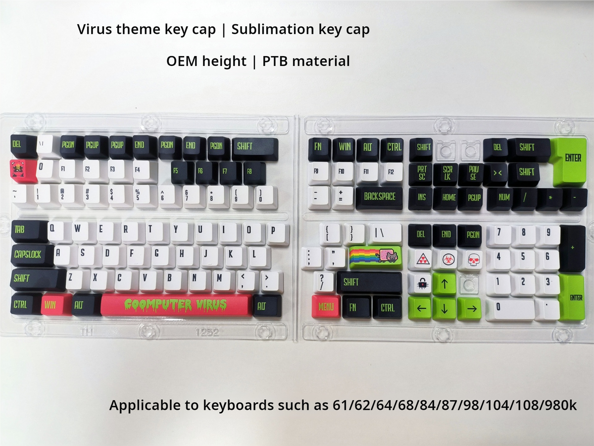 IOAOI  Computer Virus 129-Keys OEM Profile PBT Keycap Sets