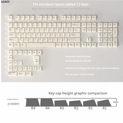 IOAOI  BEIGE 126-Keys Cherry Profile PBT Keycap Sets