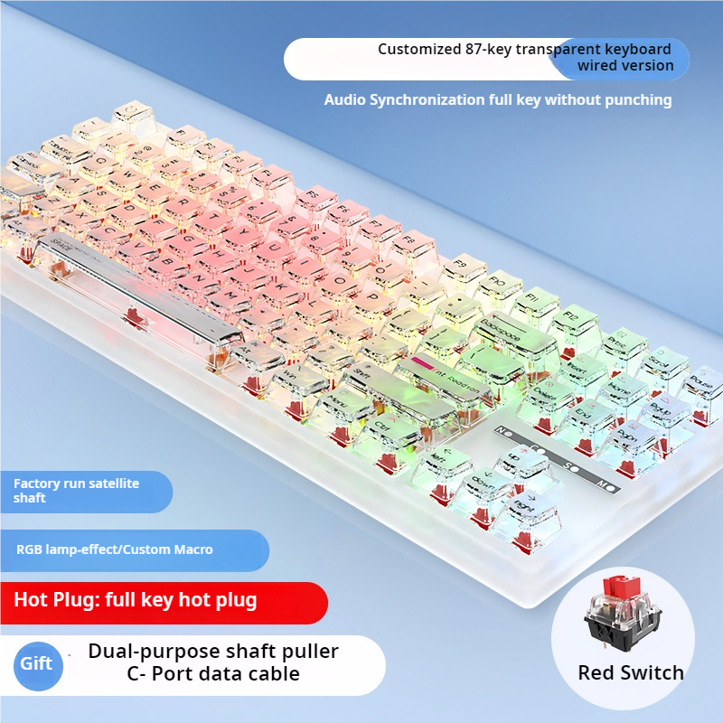 IOAOI  K87  crystal RGB Wired Mechanical Keyboard