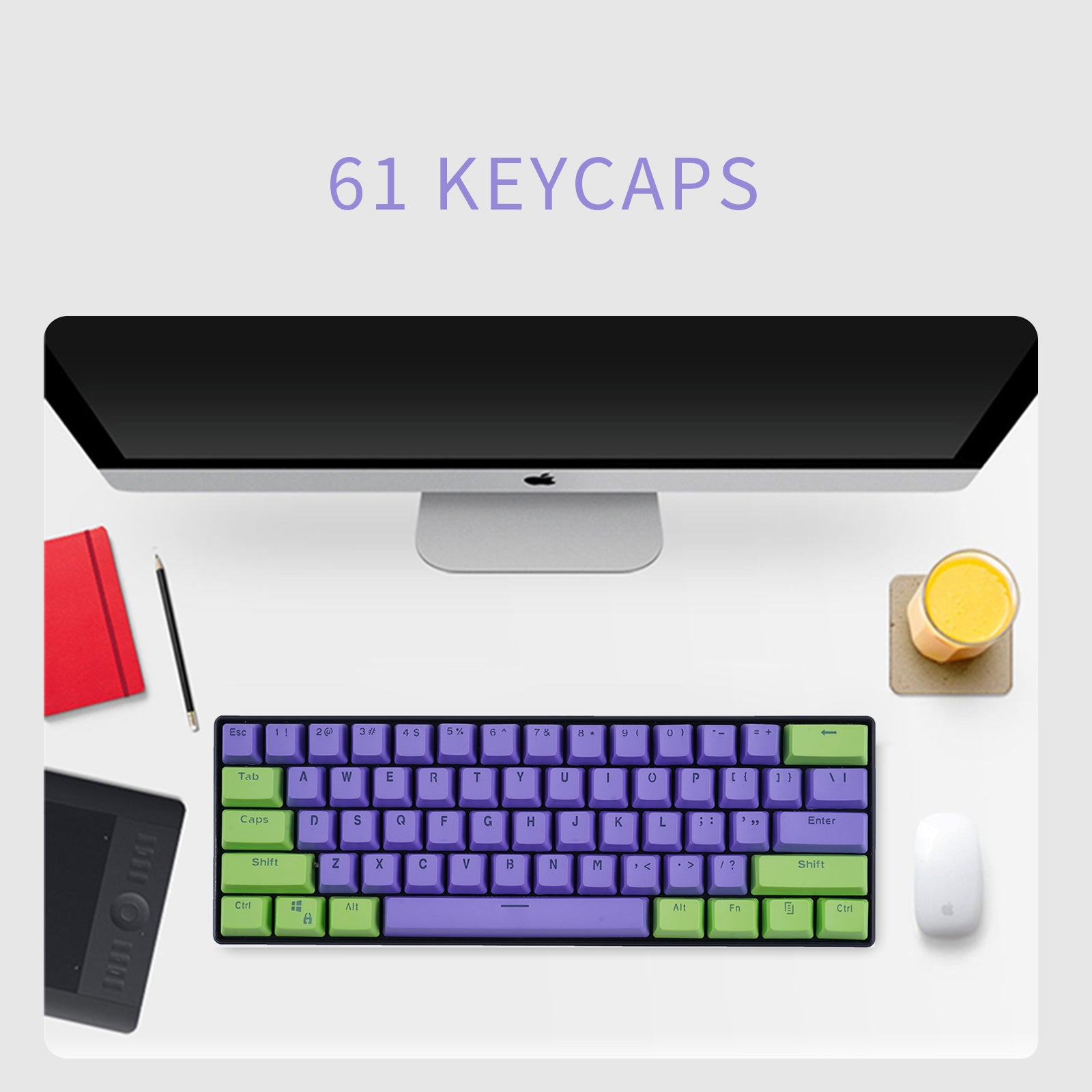 IOAOI  Contrasting colors 61-Keys OEM Profile PBT Keycap Sets