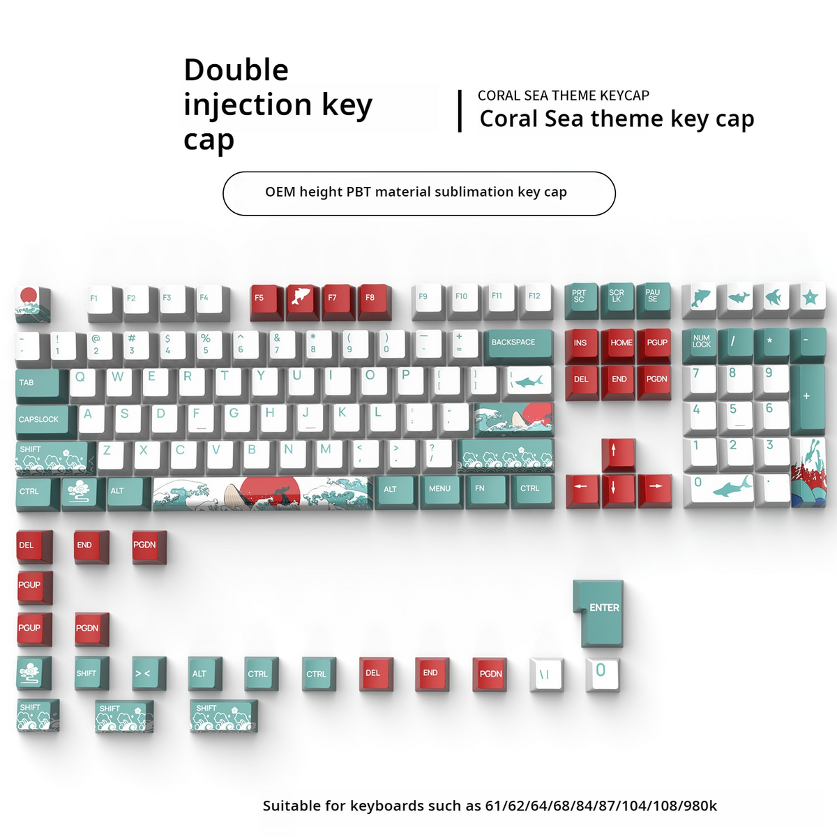 IOAOI Coral Sea 125-Keys XDA Profile PBT Keycap Sets