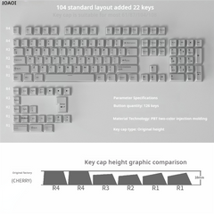 IOAOI  GREY 126-Keys Cherry Profile PBT Keycap Sets